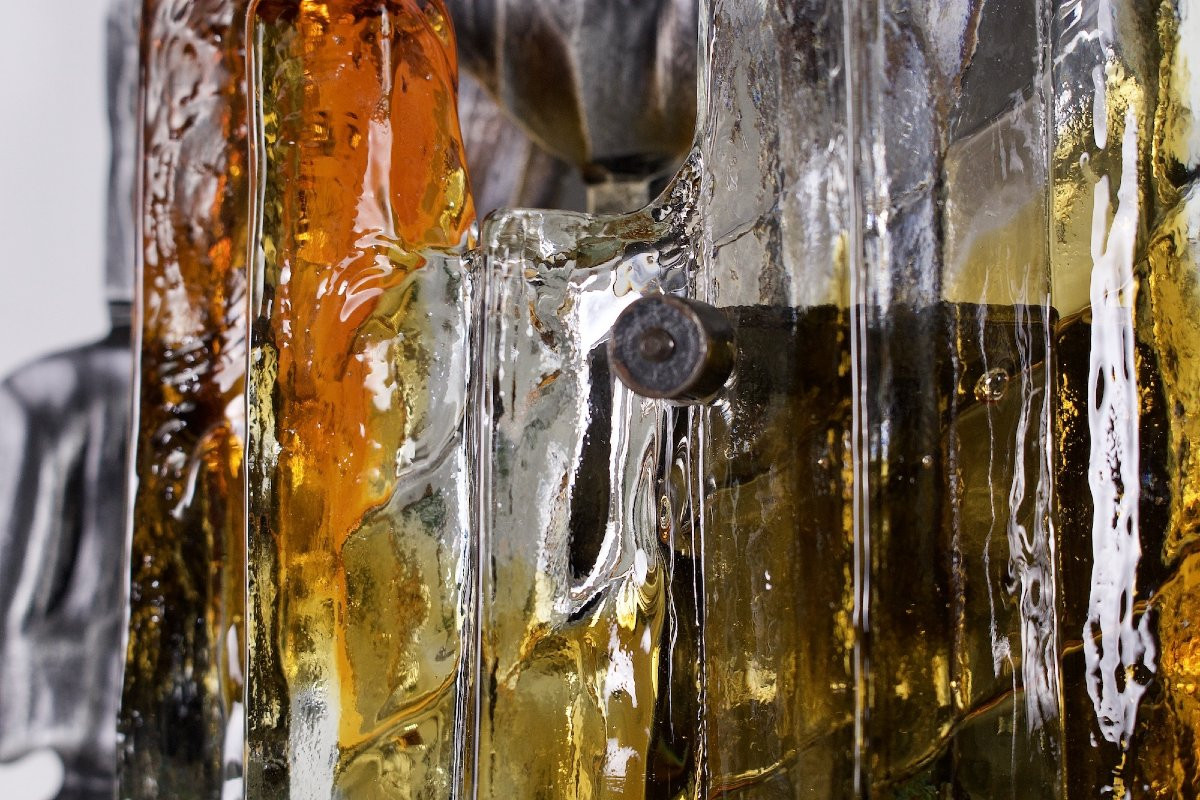 Grande Paire d’Appliques Brutalistes en Fer Forgé et Verre-photo-4