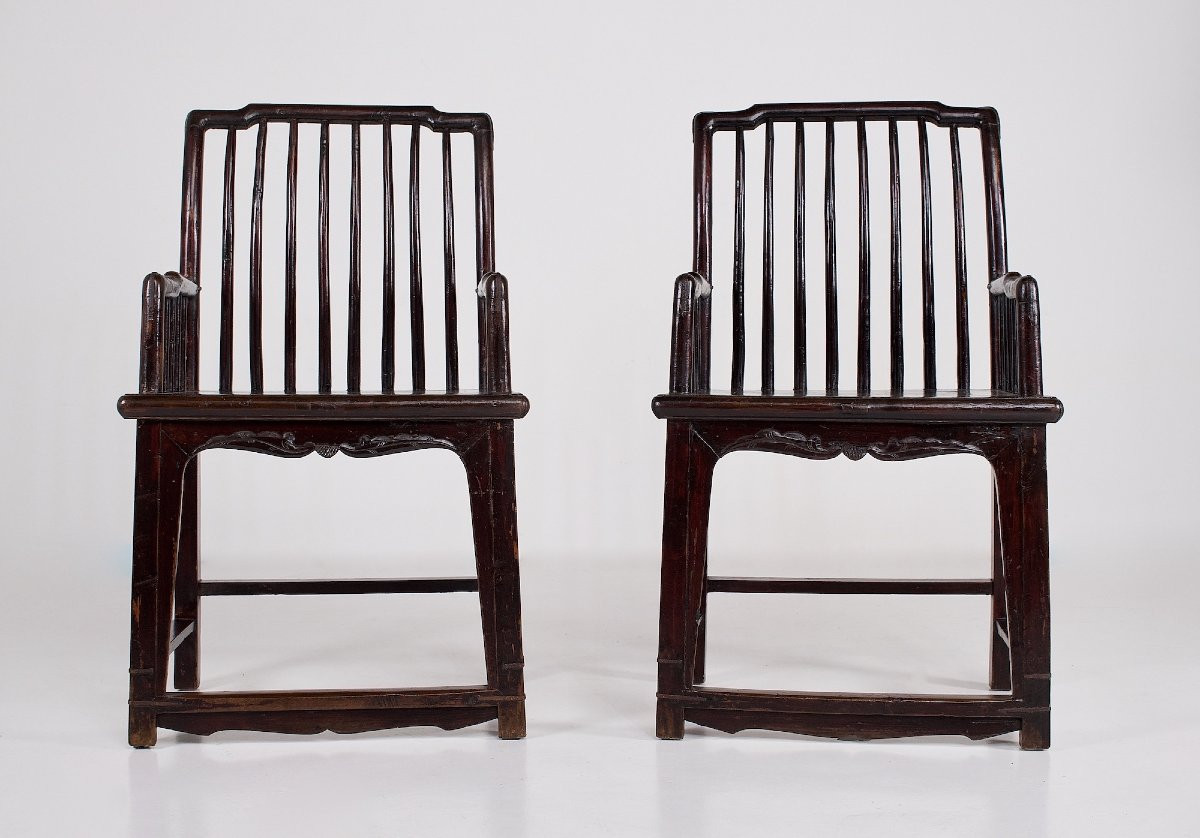 Deux  Fauteuils  de style Huanghuali, Chine, Dynastie Qing, XIXᵉ siècle-photo-2