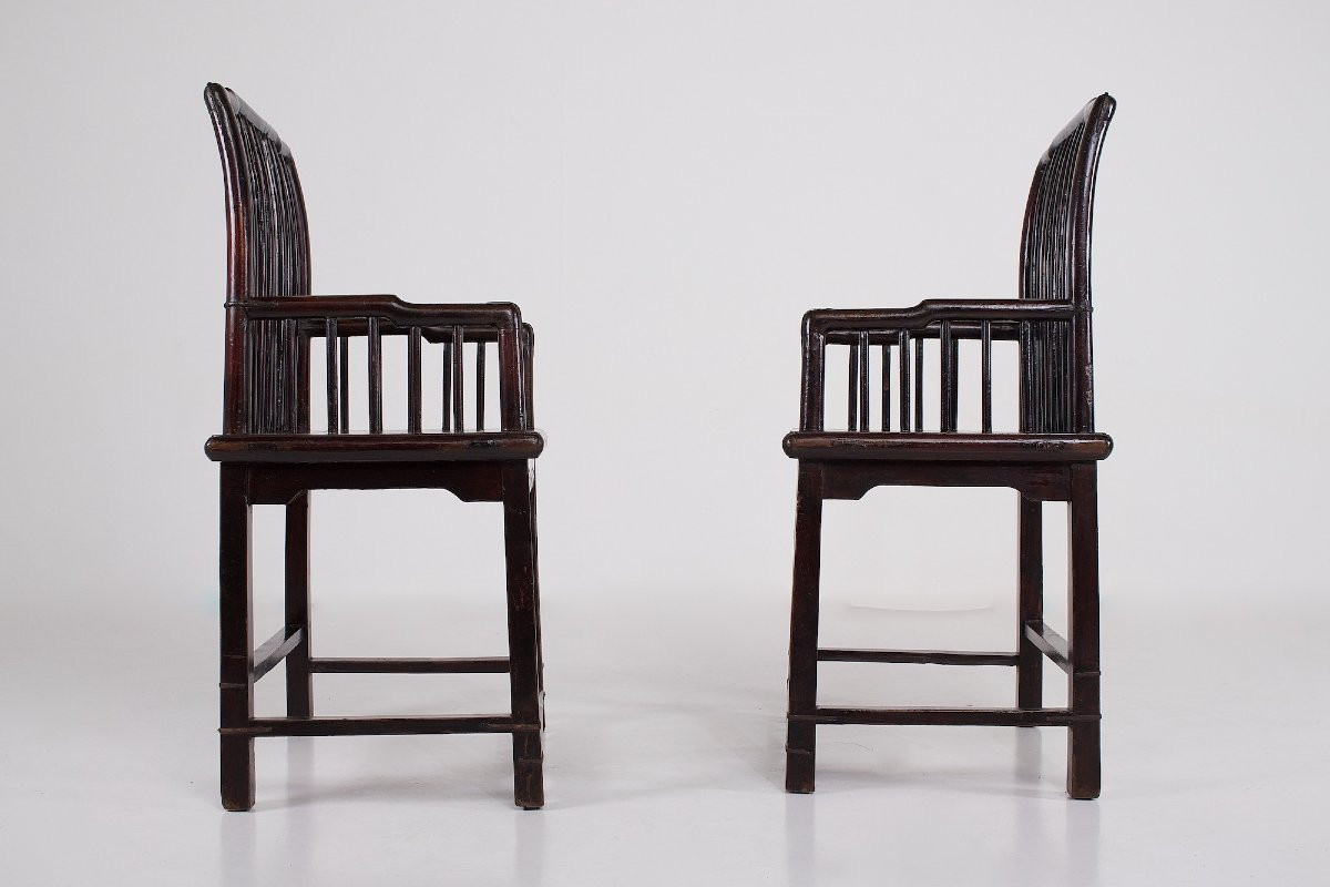 Deux  Fauteuils  de style Huanghuali, Chine, Dynastie Qing, XIXᵉ siècle-photo-4