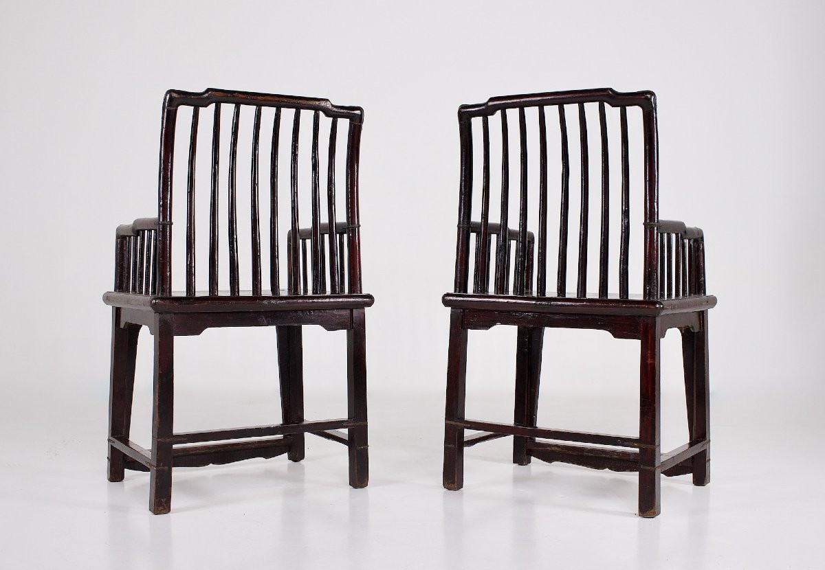Deux  Fauteuils  de style Huanghuali, Chine, Dynastie Qing, XIXᵉ siècle-photo-2