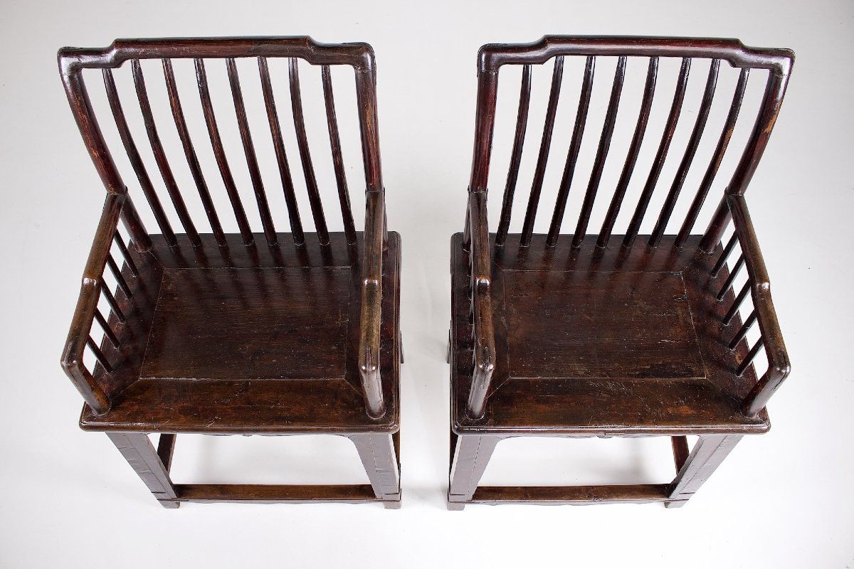 Deux  Fauteuils  de style Huanghuali, Chine, Dynastie Qing, XIXᵉ siècle-photo-4