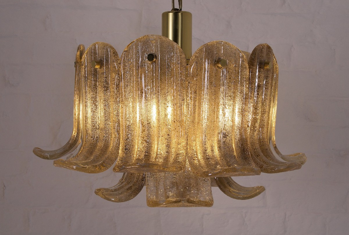  Suspension à Pétales en Verre de Murano Doré, édition Mazzega-photo-2