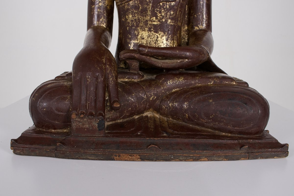  Statue de Bouddha en Bois doré, Birmanie, Ava-photo-2