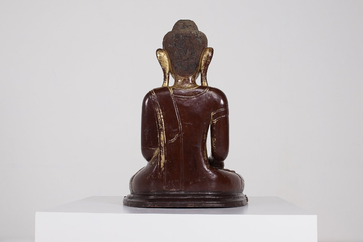  Statue de Bouddha en Bois doré, Birmanie, Ava-photo-3