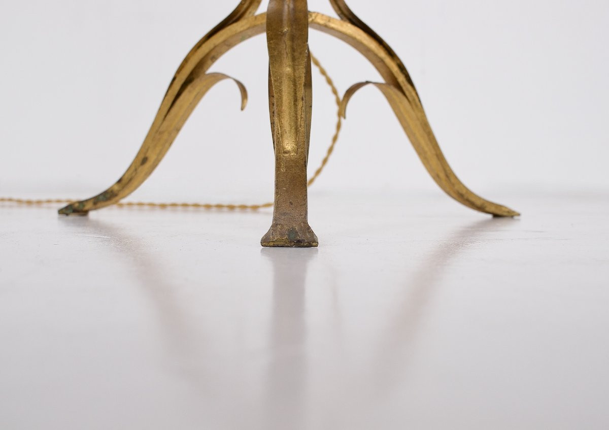 Pair Of Italian "sheaf Of Wheat" Floor Lamps In Gold-plated Metal-photo-4