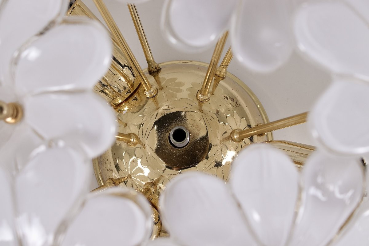 Plafonnier en verre de Murano translucide, années 70.-photo-2
