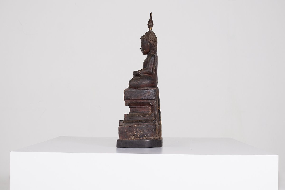 Ancient Image Of The Seated Buddha, Myanmar-photo-2