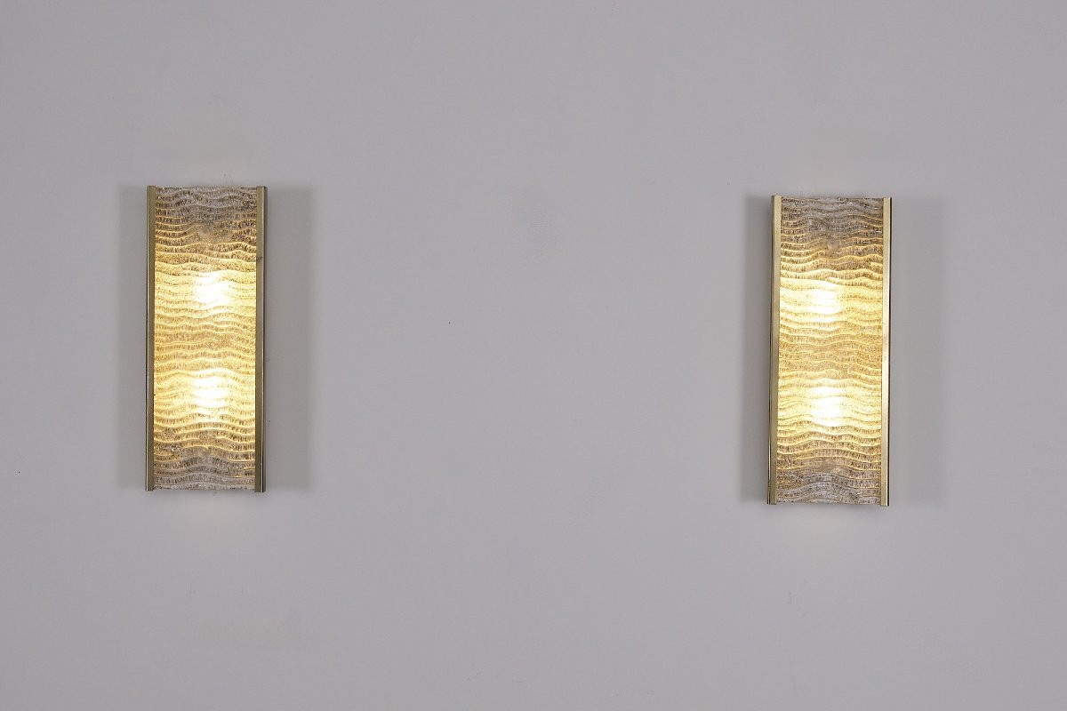 Paire d’appliques Murano ondulé – grand modèle-photo-4