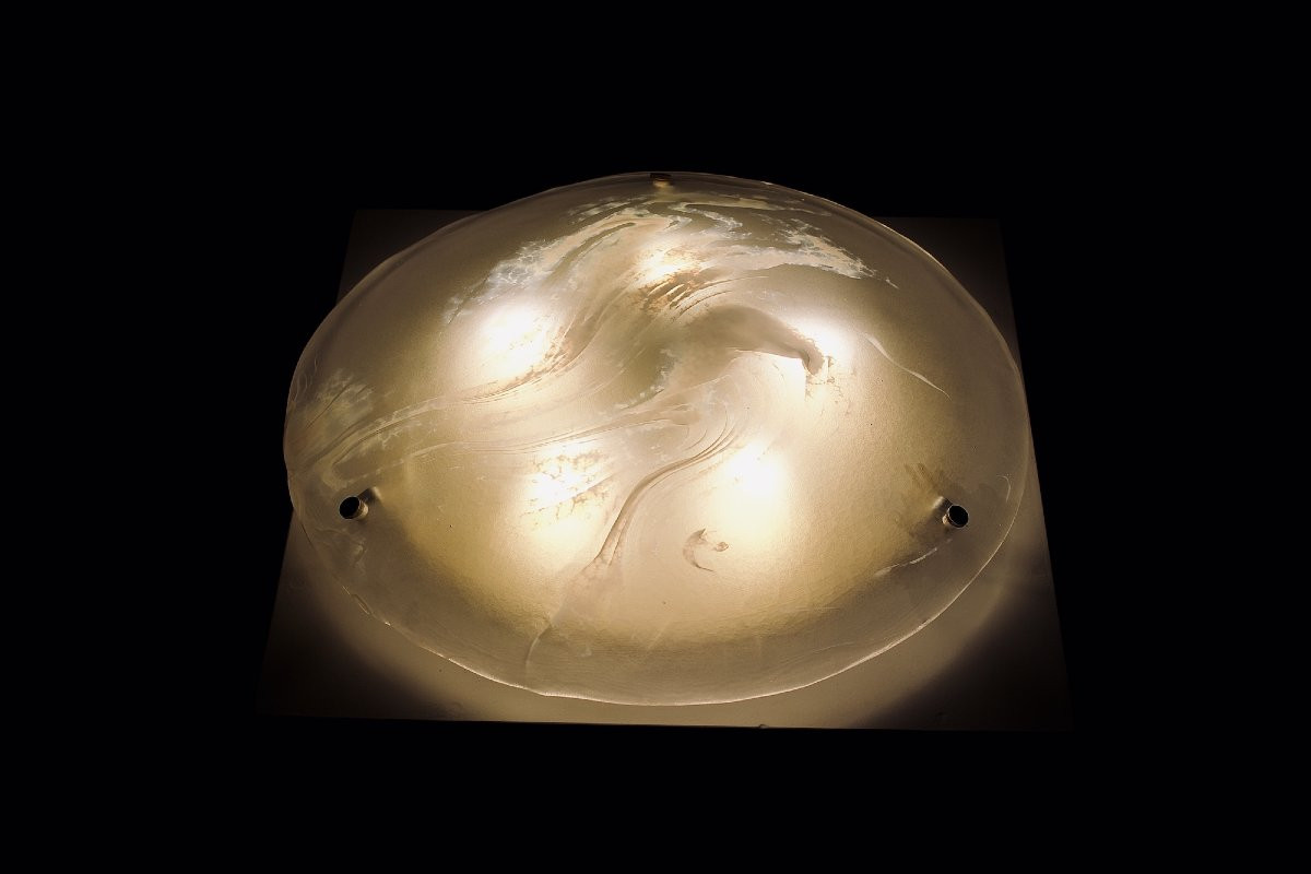 Plafonnier en Murano Veiné – Structure Laiton-photo-2