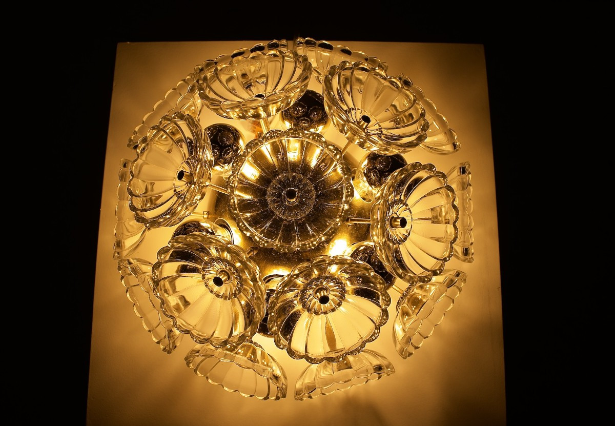 Plafonnier Sputnik « Dandelion » – verre et laiton