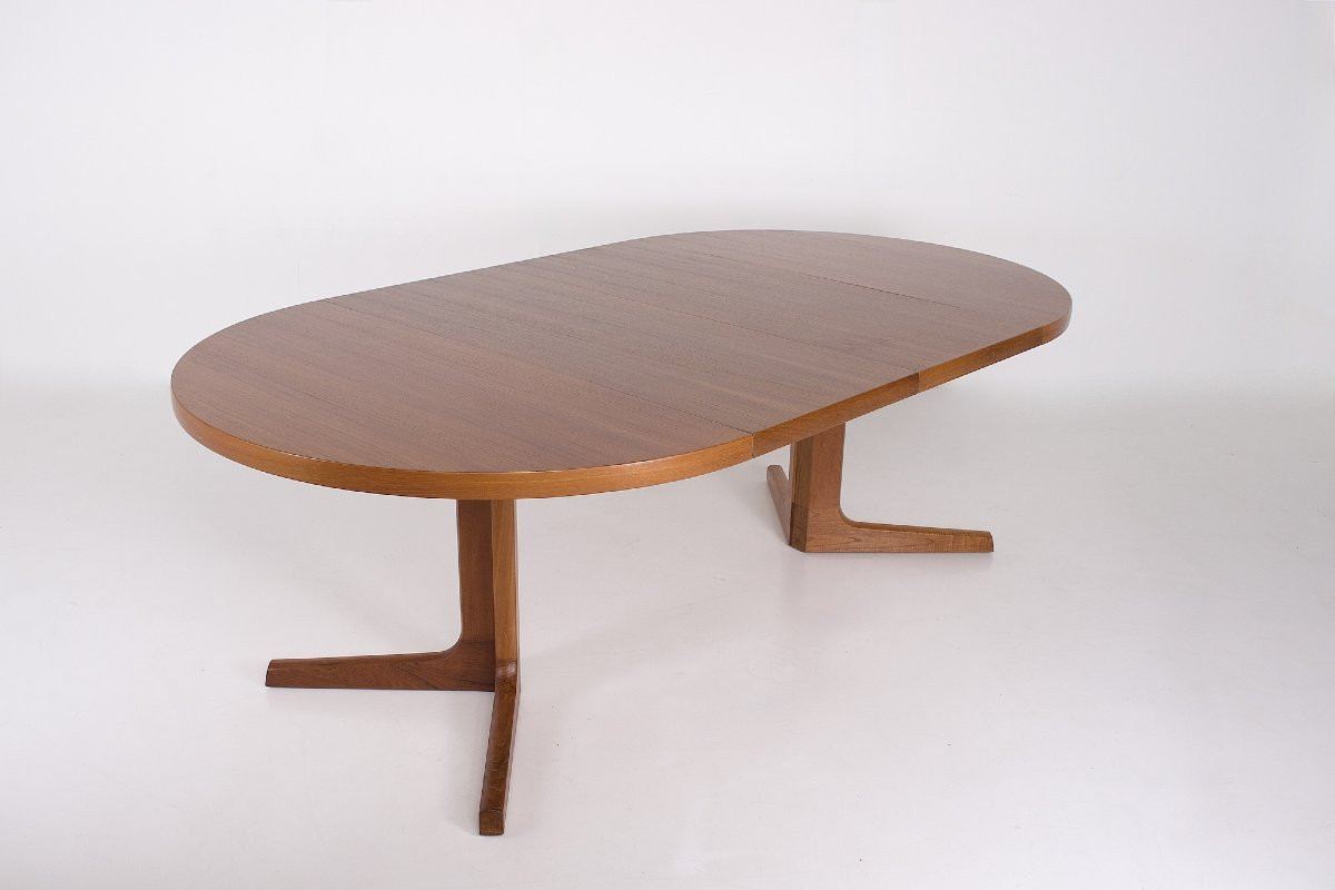 Round Teak Table With Two Leaves - Am Møbler, Denmark, 1970s-photo-2