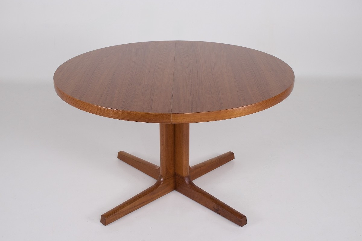 Round Teak Table With Two Leaves - Am Møbler, Denmark, 1970s