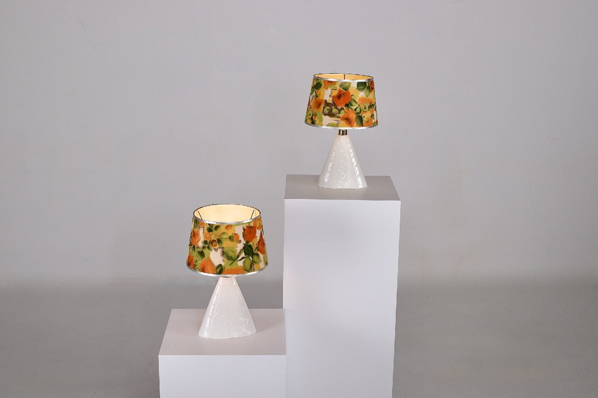 Pair Of Sgrafo Modern Porcelain Lamps - 1950s-photo-2