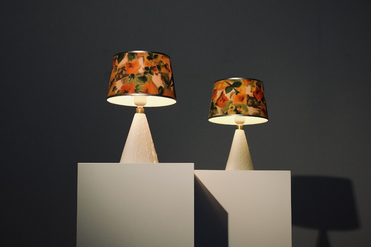 Pair Of Sgrafo Modern Porcelain Lamps - 1950s-photo-4