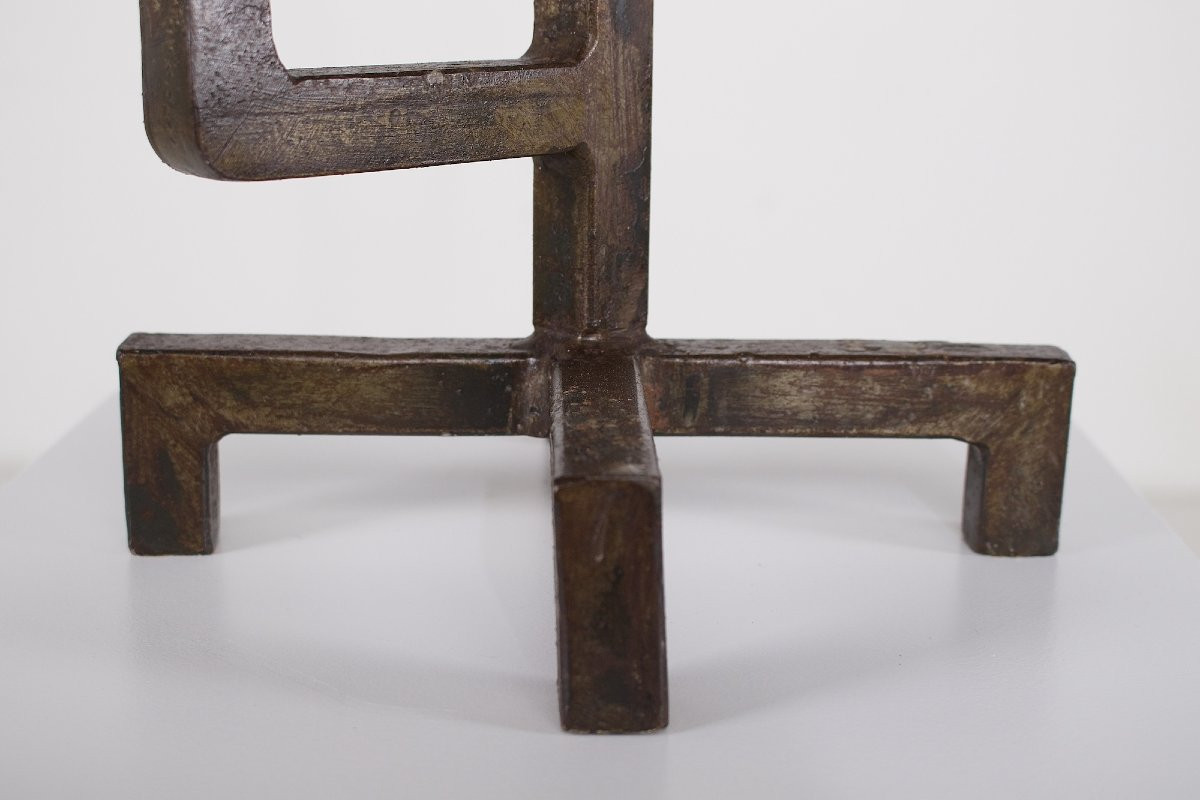 Brutalist Candelabra In Wrought Iron, 4 Arms - 1960s-photo-2
