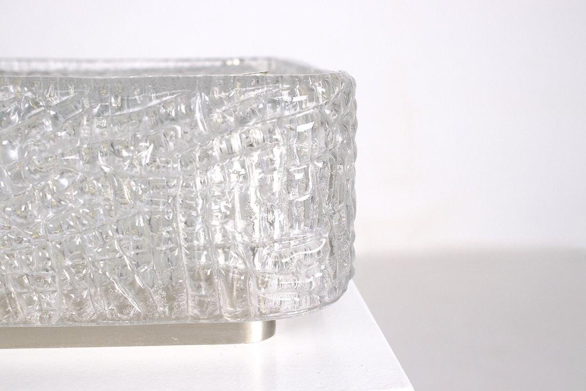 Plafonnier carré en verre texturé – années 1970-photo-3