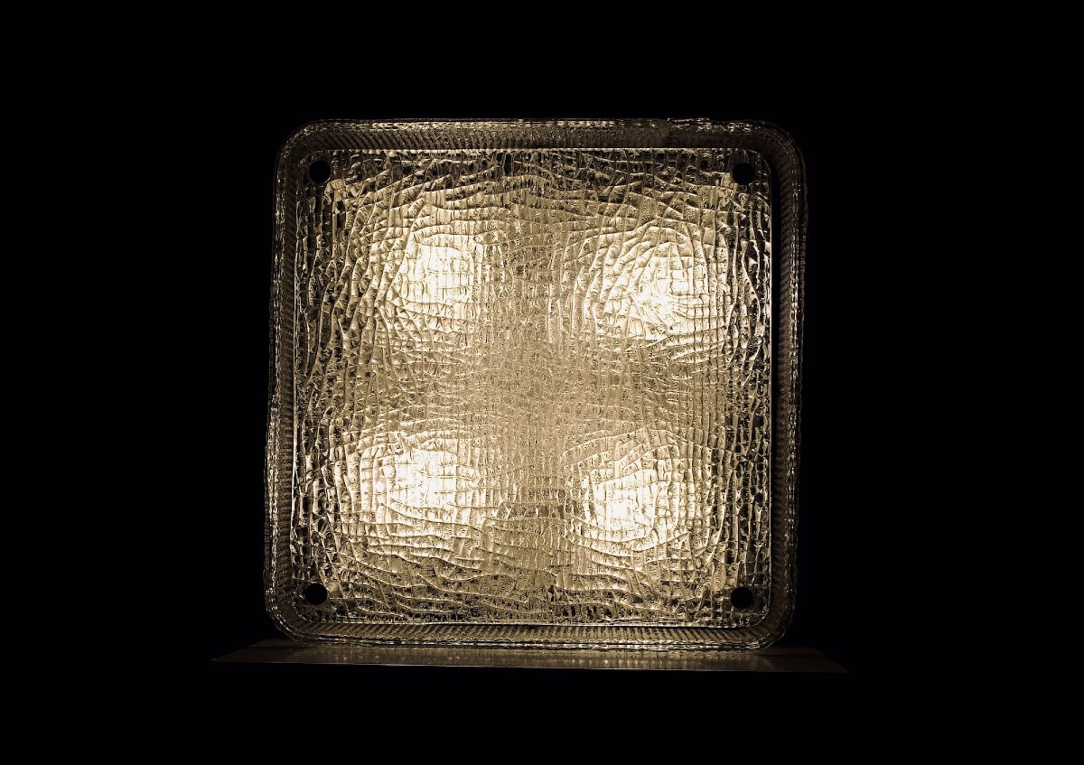 Plafonnier carré en verre texturé – années 1970-photo-4