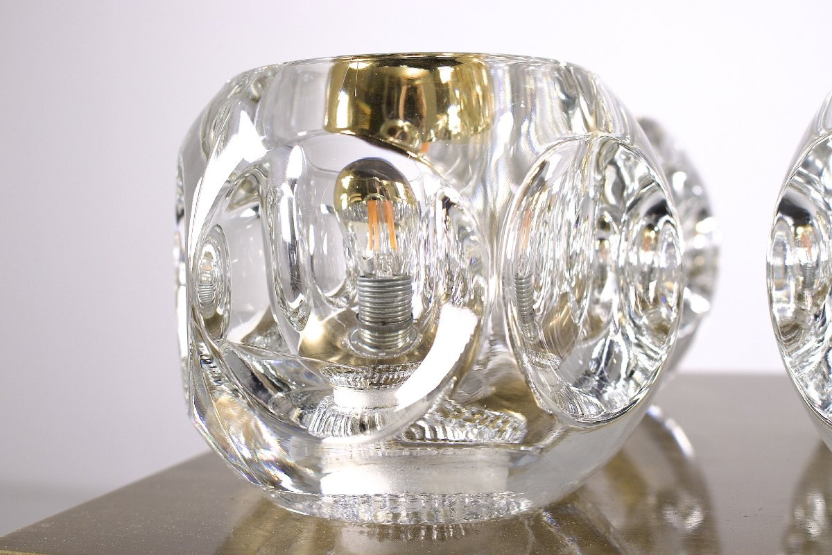 Ice Cube Ceiling Light In Brass - Peill & Putzler, 1970s-photo-3