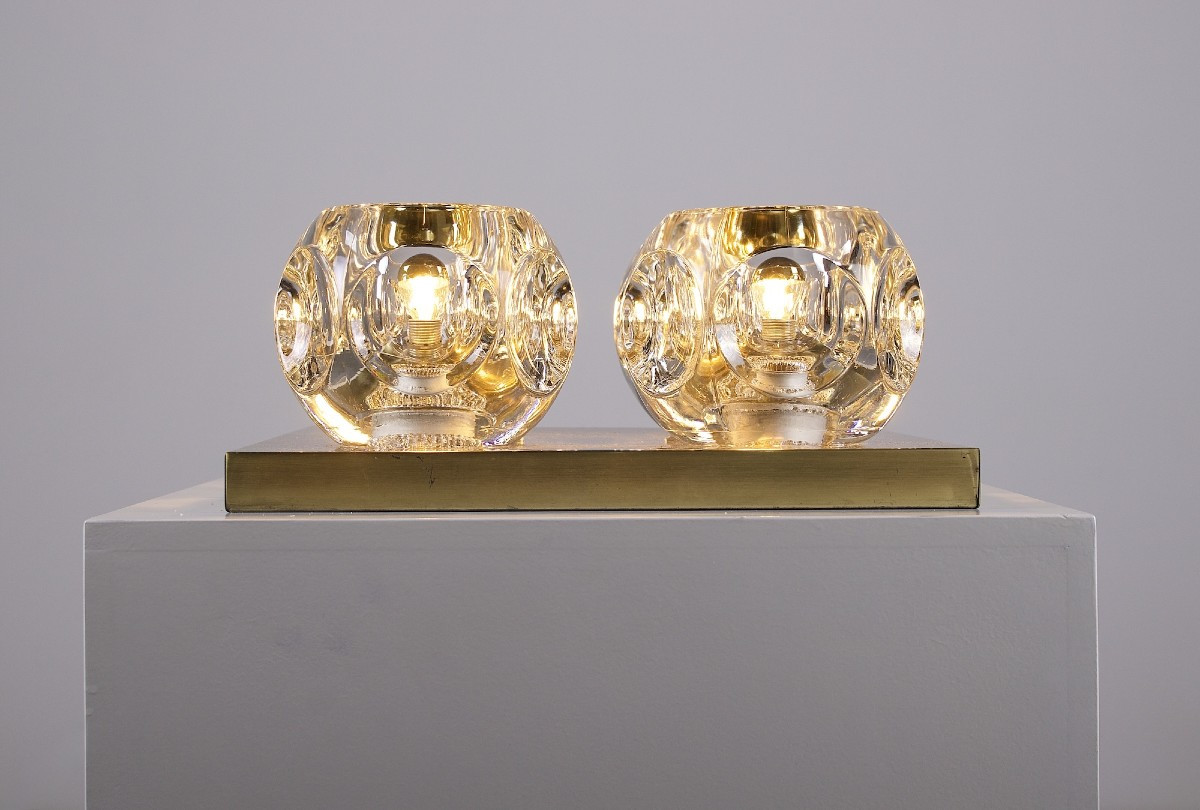Ice Cube Ceiling Light In Brass - Peill & Putzler, 1970s