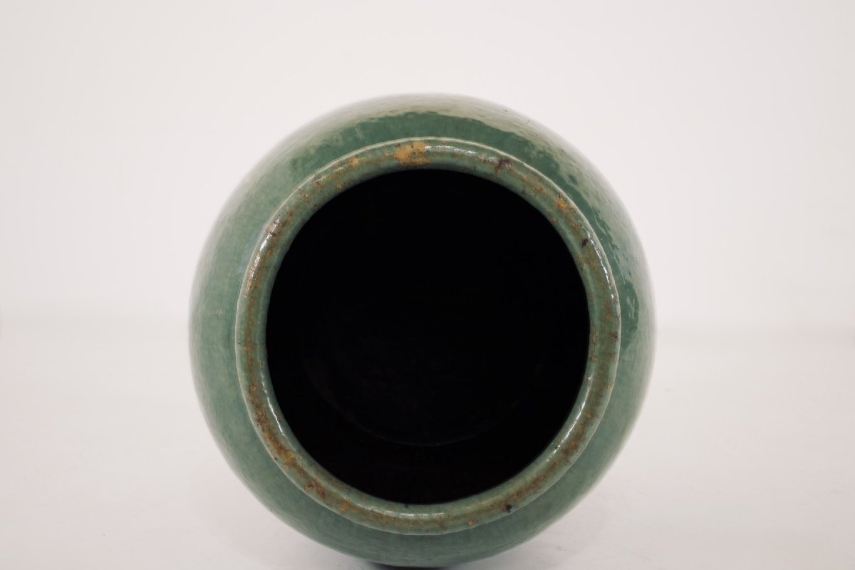Large Celadon Stoneware Jar - China Or Southeast Asia-photo-4