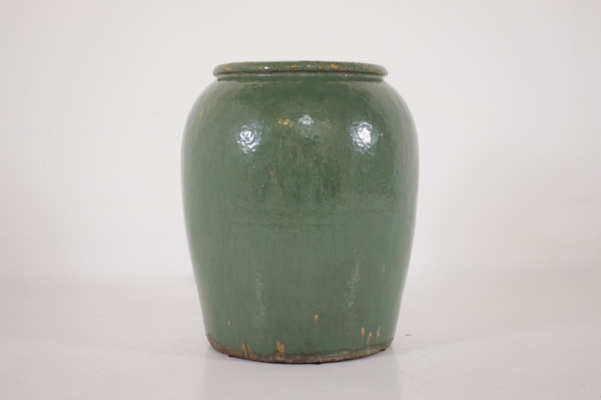 Large Celadon Stoneware Jar - China Or Southeast Asia