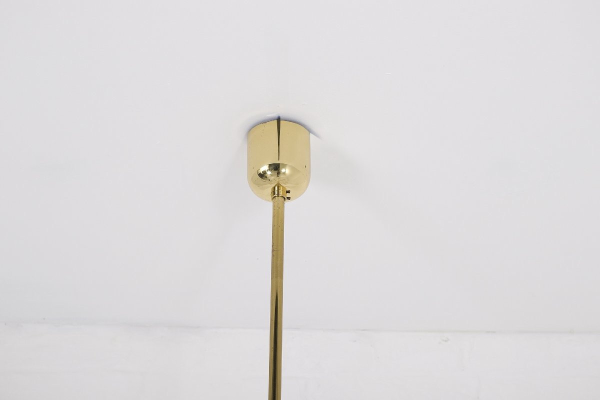 Brass Tiered Chandelier With Curved Glasses-photo-4