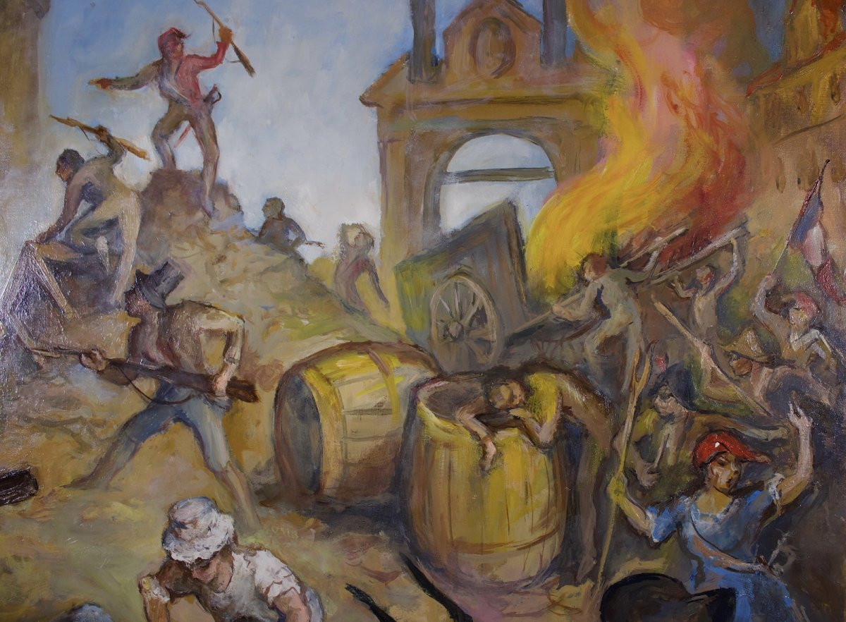 Alexis Hinsberger – La Prise de la Bastille, huile sur toile, 1989 (114 × 87 cm)-photo-3