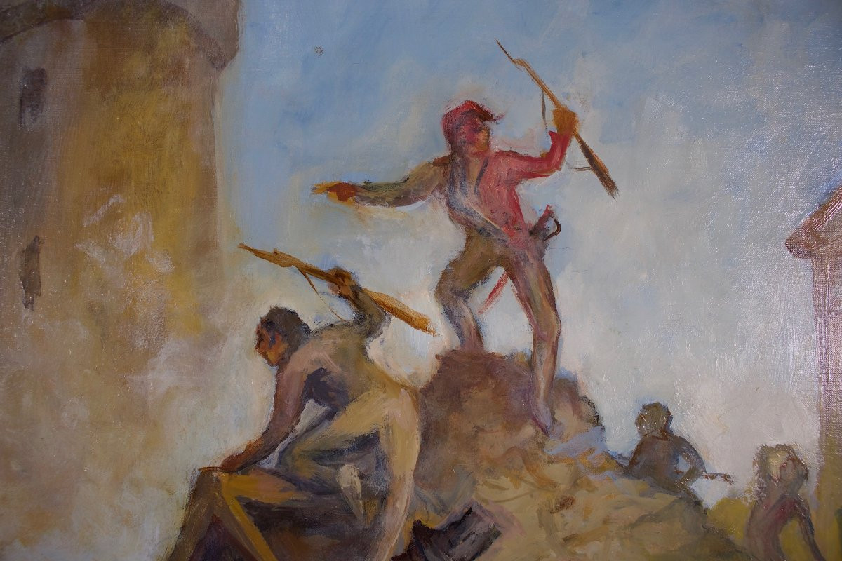 Alexis Hinsberger – La Prise de la Bastille, huile sur toile, 1989 (114 × 87 cm)-photo-4
