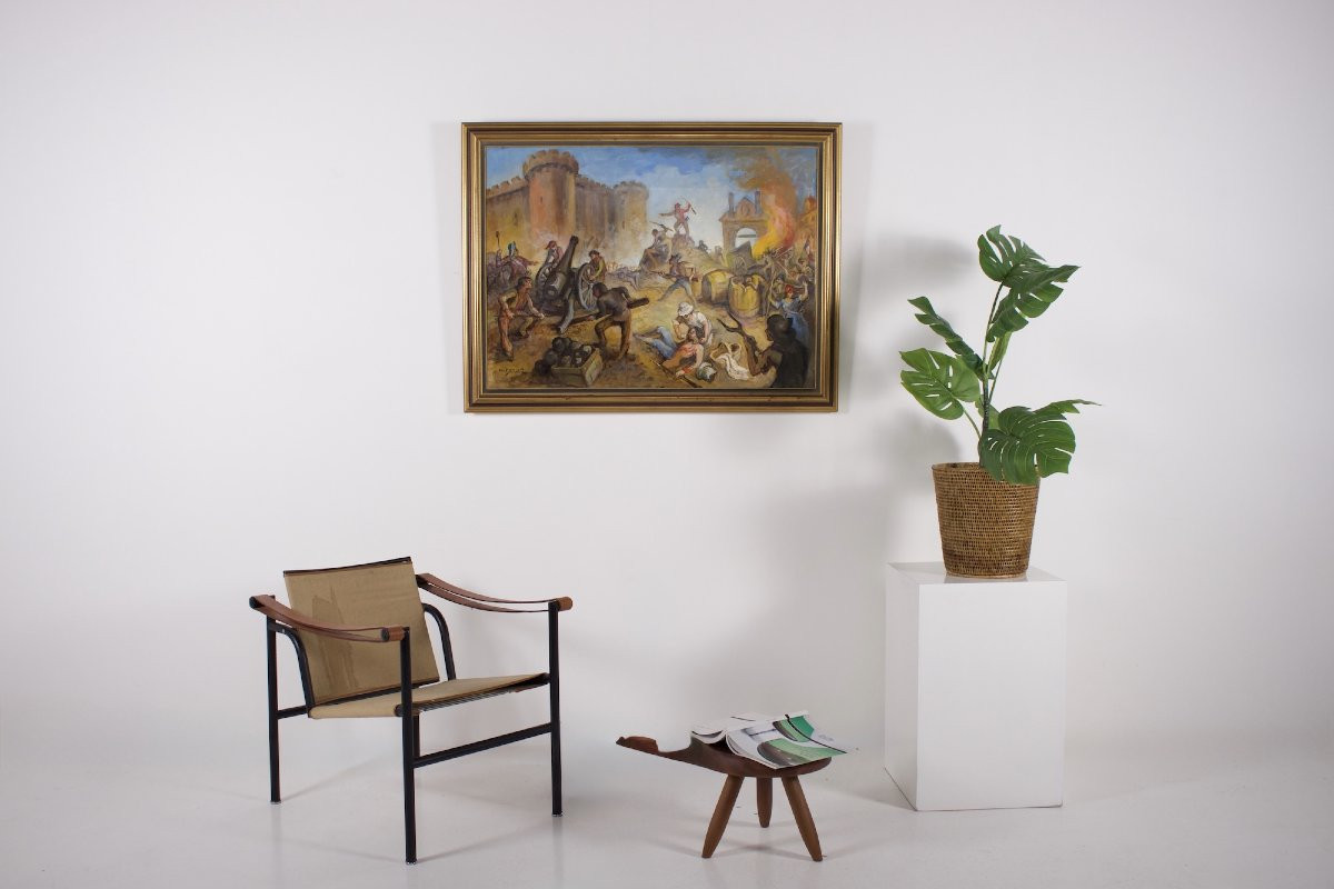 Alexis Hinsberger – La Prise de la Bastille, huile sur toile, 1989 (114 × 87 cm)-photo-4