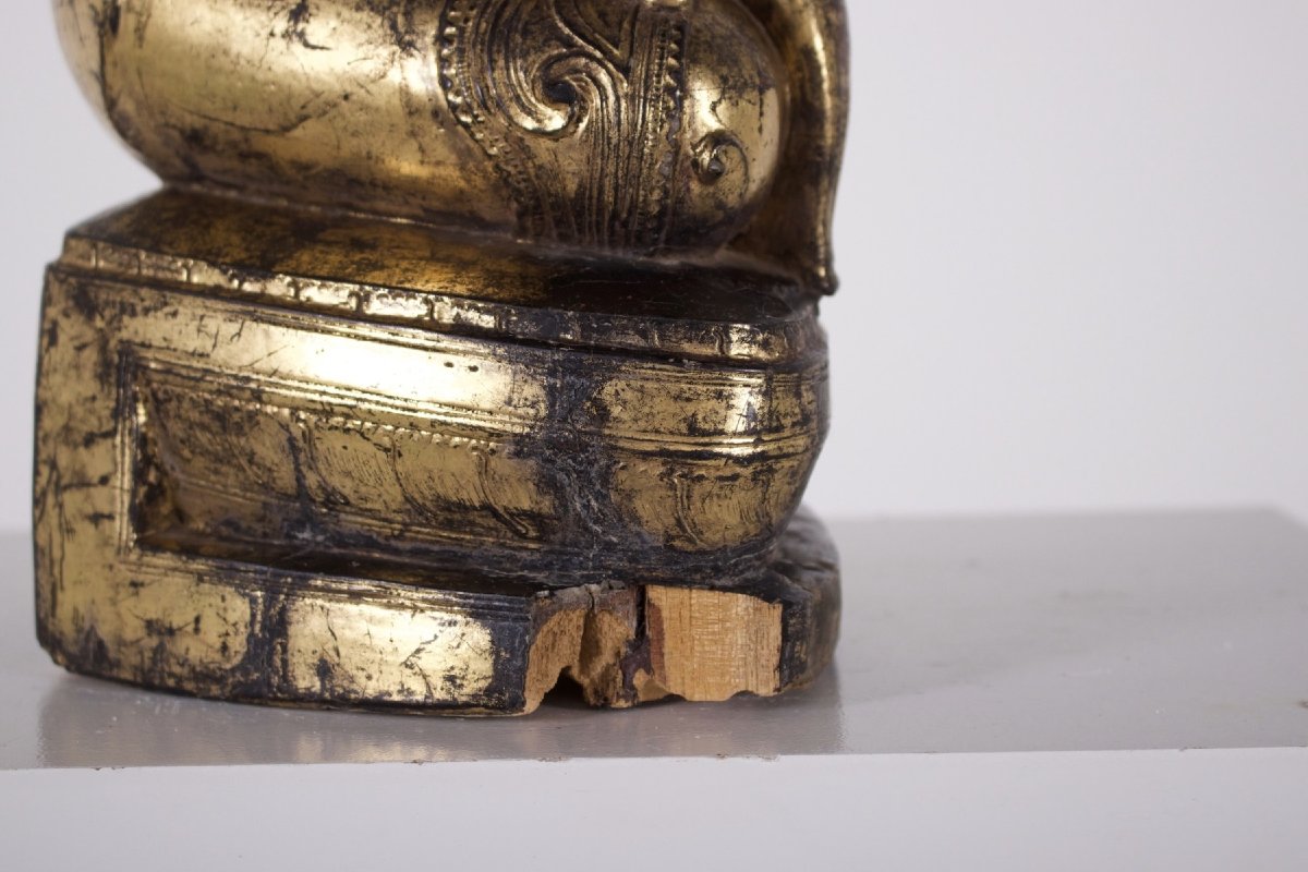 Shan Buddha In Bhumisparsha Mudra, Gilded Wood, Burma-photo-2