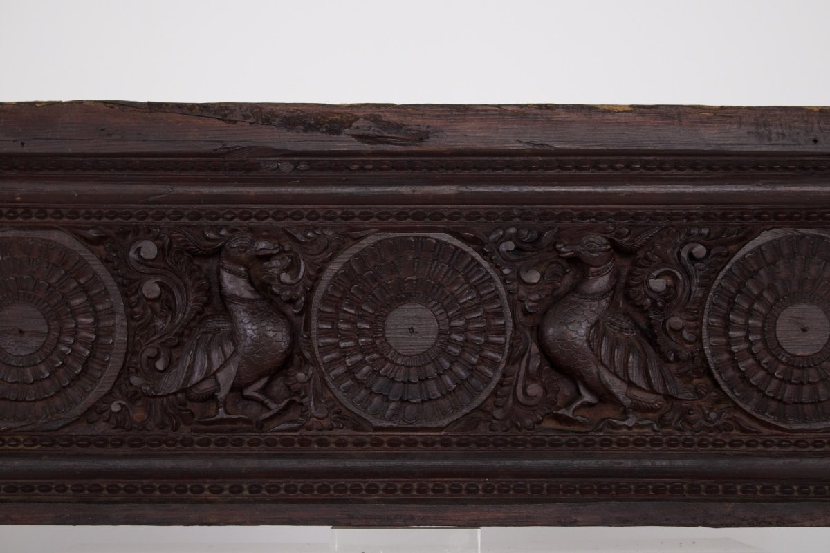 Indian Carved Panel - Lintel With Lotuses And Annapakshi-photo-3