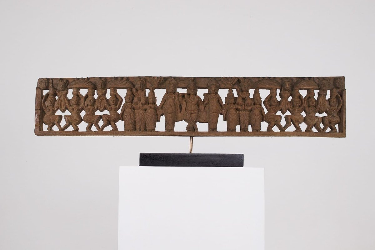 Panneau en bois sculpté ajouré – Inde du Sud-photo-2