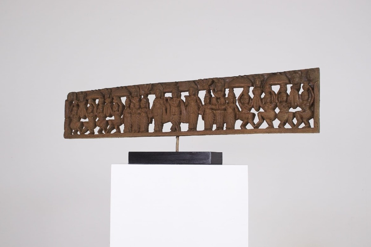 Panneau en bois sculpté ajouré – Inde du Sud
