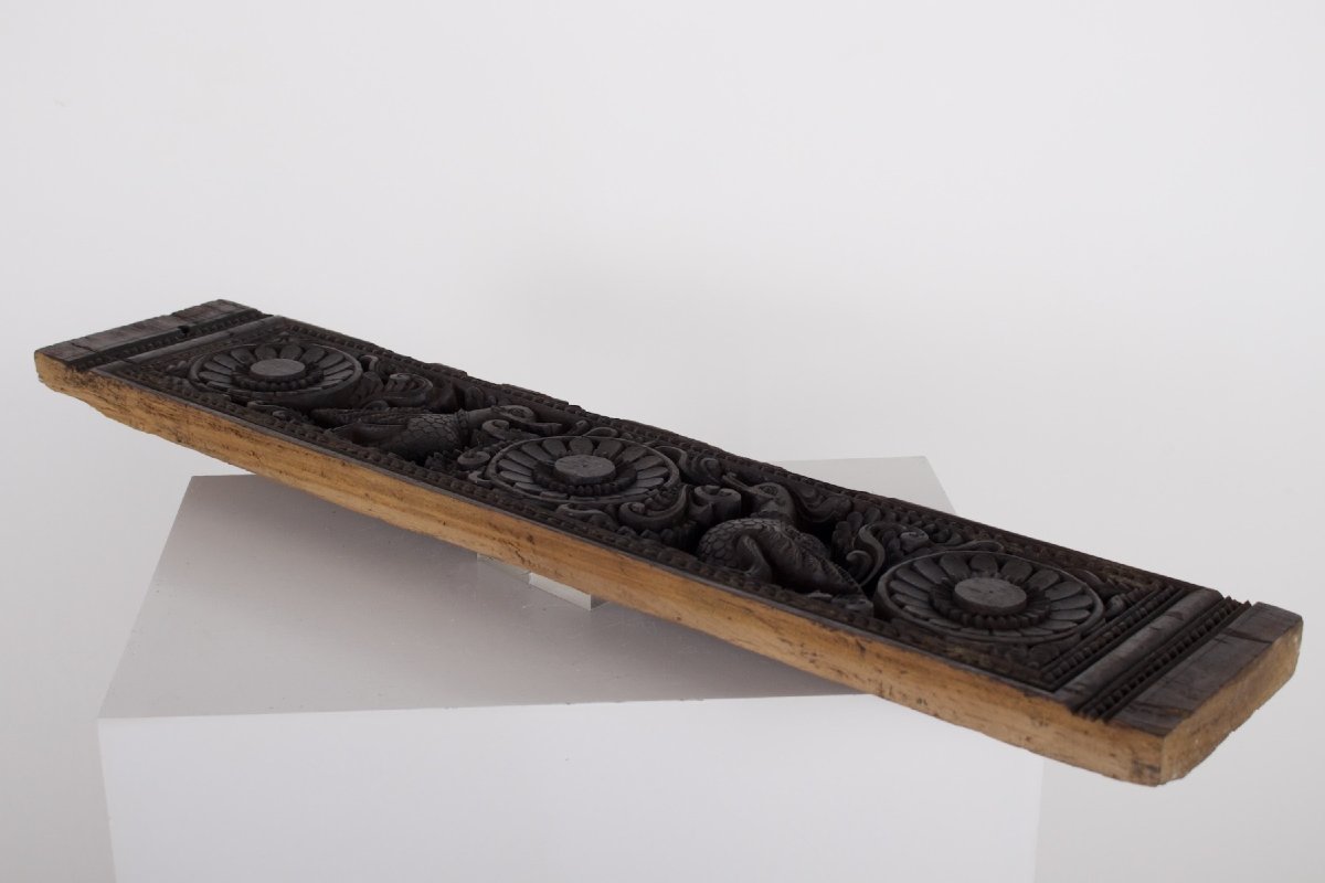 Panneau sculpté Inde du Sud – Oiseaux Annapakshi et lotus-photo-4