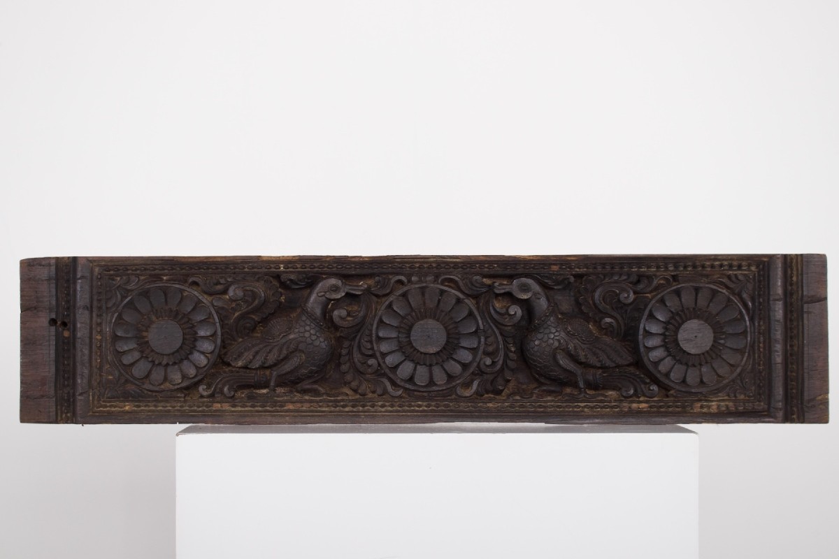 Panneau sculpté Inde du Sud – Oiseaux Annapakshi et lotus