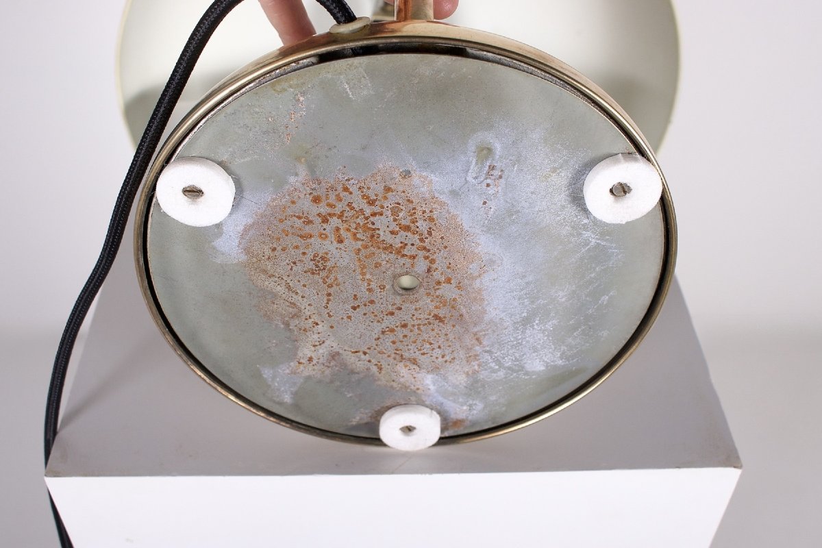 Modernist Brass Lamp With Red Push-button, Circa 1960-photo-2