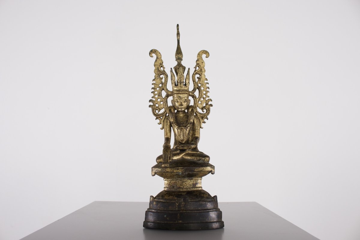 Gilded Bronze Jambupati Buddha - Burma, Circa 1700-photo-2