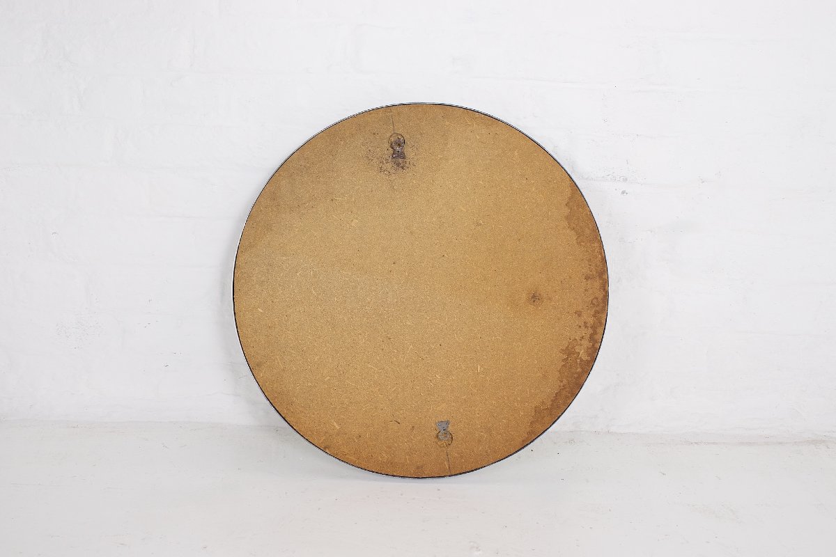 Miroir rond en acier chromé – Design cinétique années 1970-photo-1