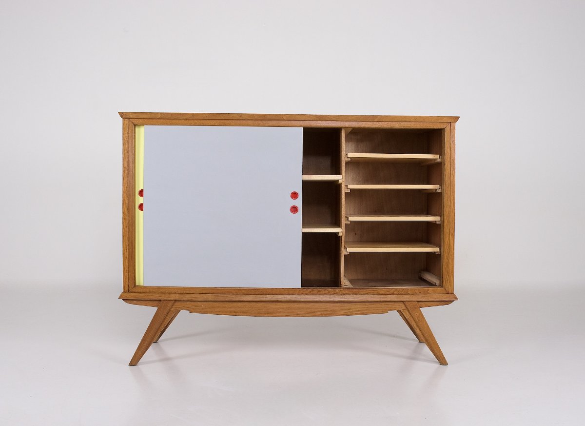 Buffet moderniste à portes coulissantes – France – Années 1950-photo-2