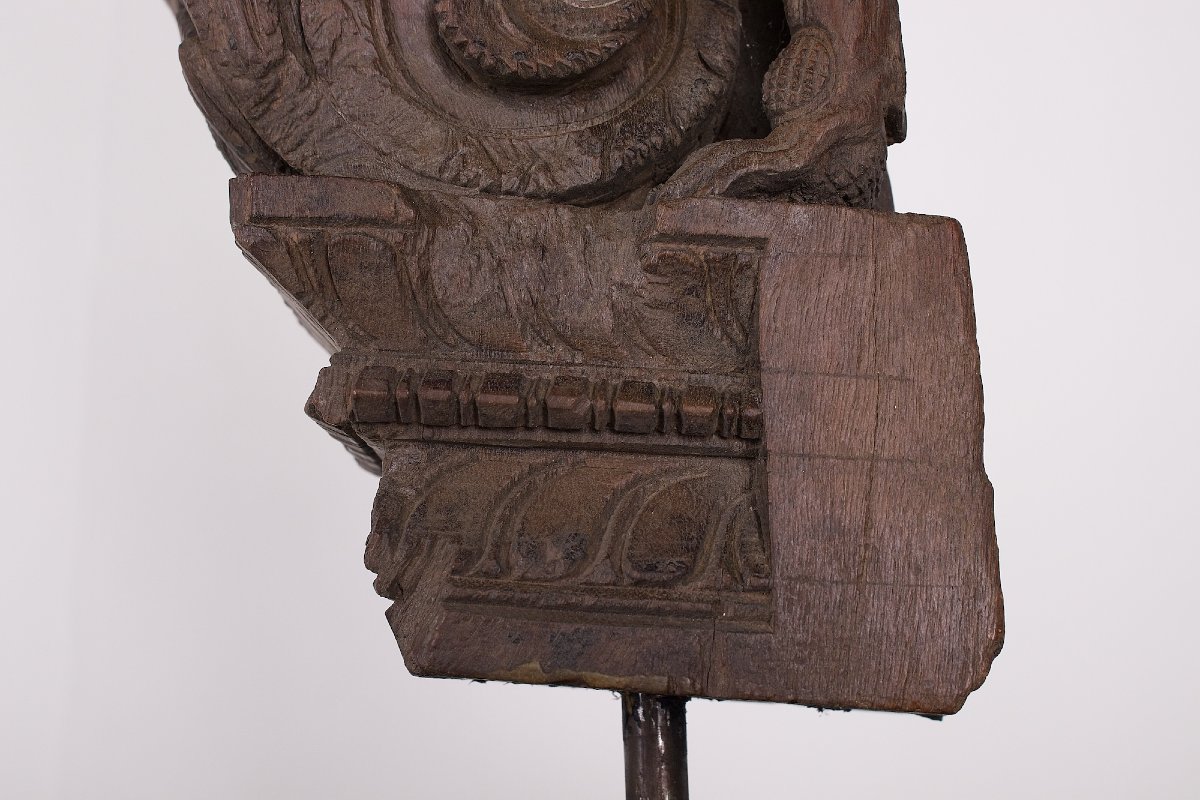Pair Of Vyalis Carved Wood Consoles, India, Tamil Nadu-photo-4