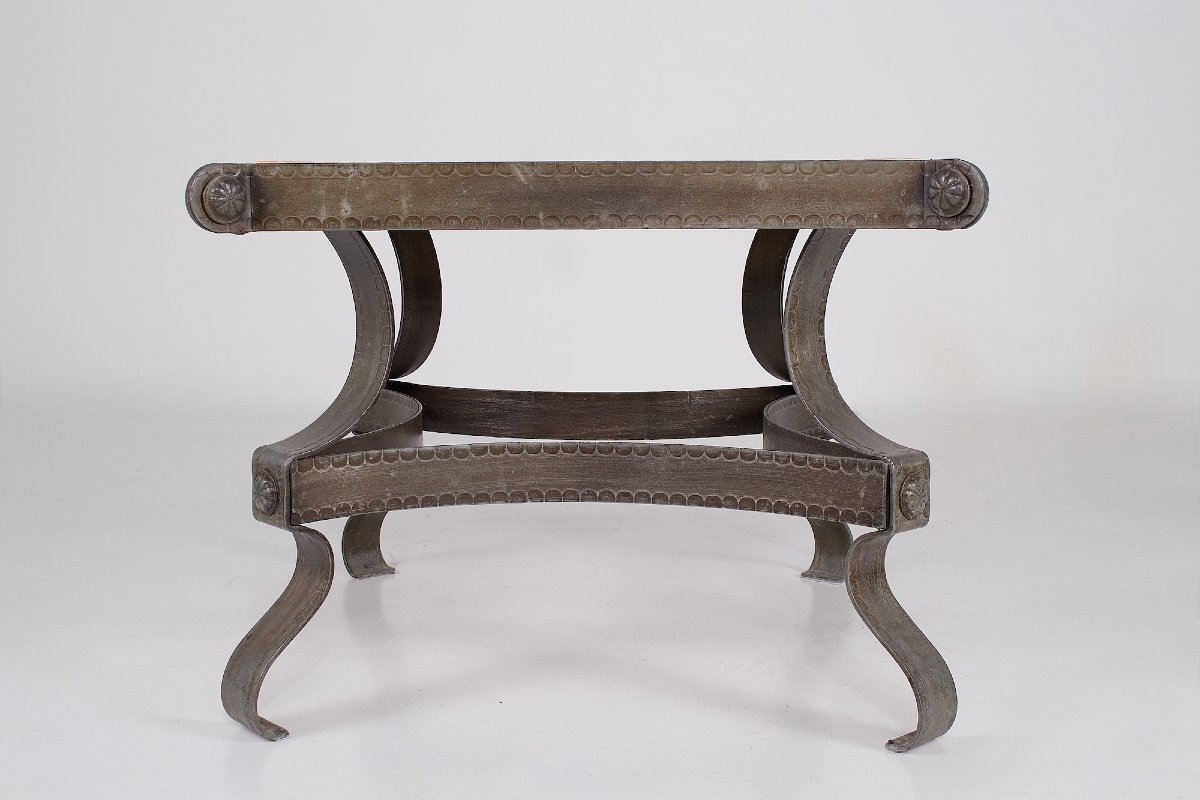 Ceramic And Wrought Iron Coffee Table - France, 1960s-photo-2