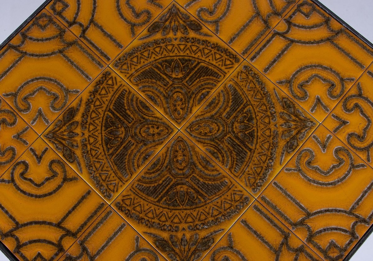 Ceramic And Wrought Iron Coffee Table - France, 1960s-photo-1