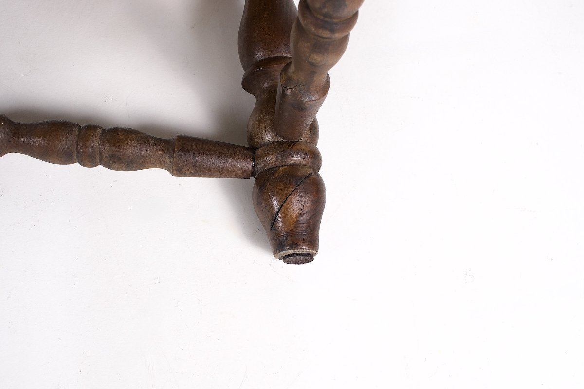 Tabourets de cheminée en bois tourné et paille – France, années 1960-photo-3