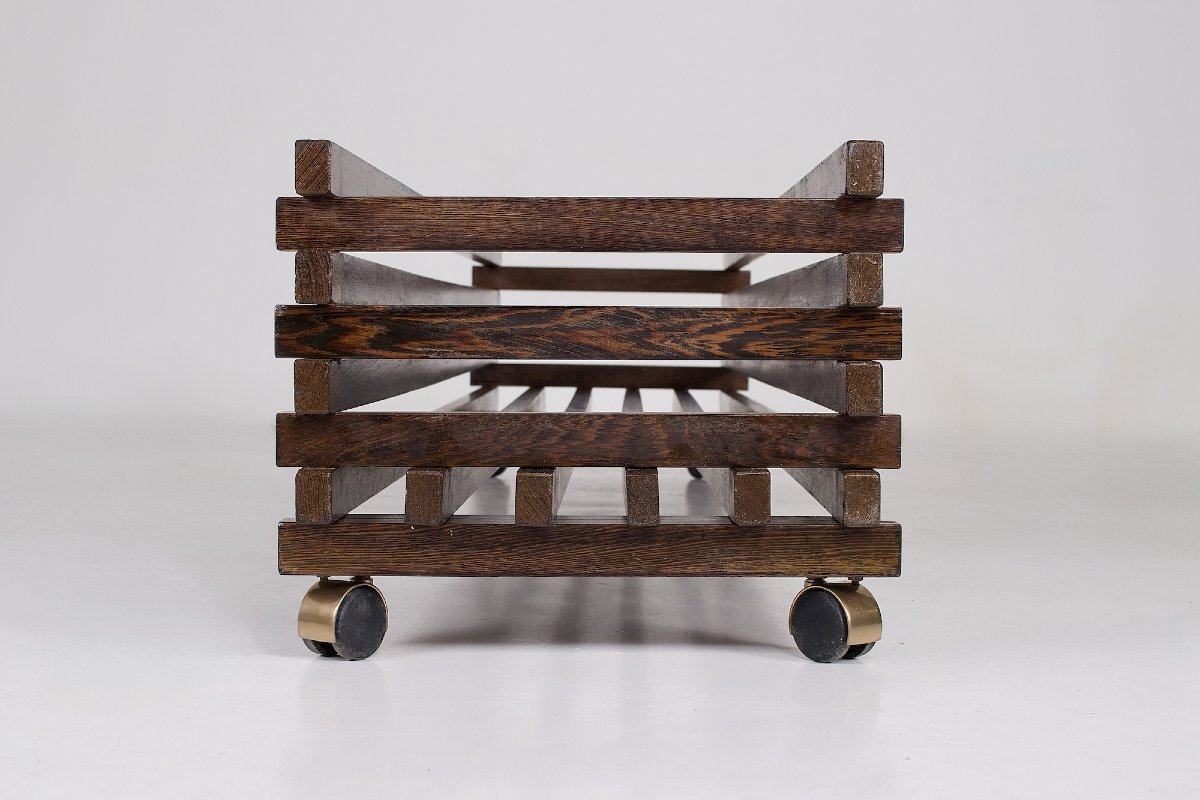 Grande jardinière scandinave mobile en wengé-photo-3