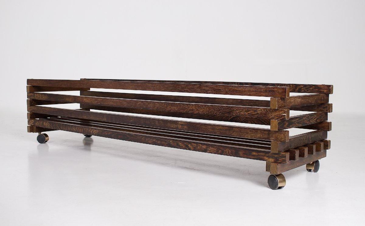 Grande jardinière scandinave mobile en wengé