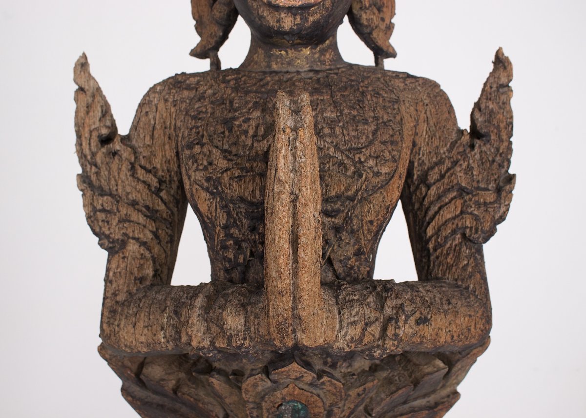 Gardien de temple en bois travaillé, Thaïlande, 18 ème siècle.-photo-1