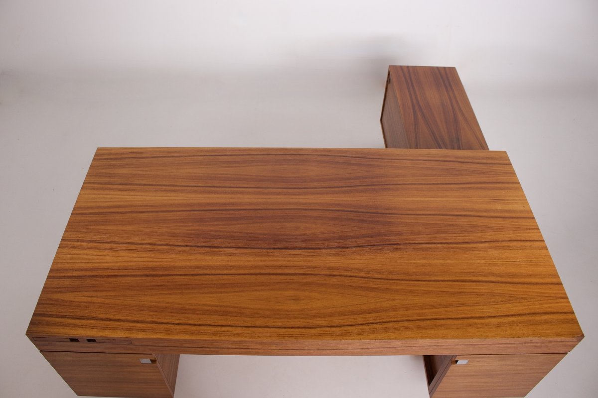 Stately Executive Desk, American Walnut, 1970s.-photo-2