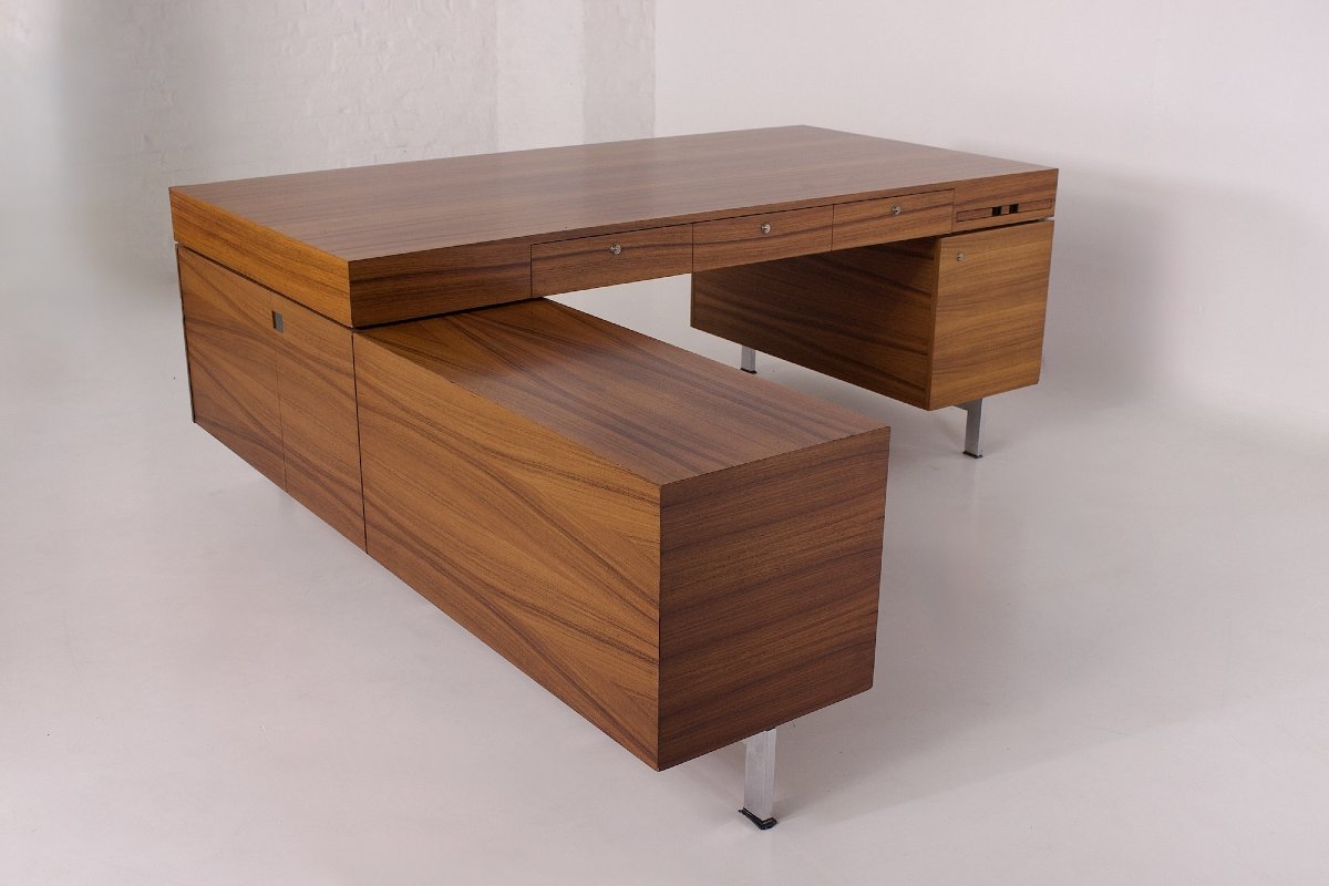 Stately Executive Desk, American Walnut, 1970s.