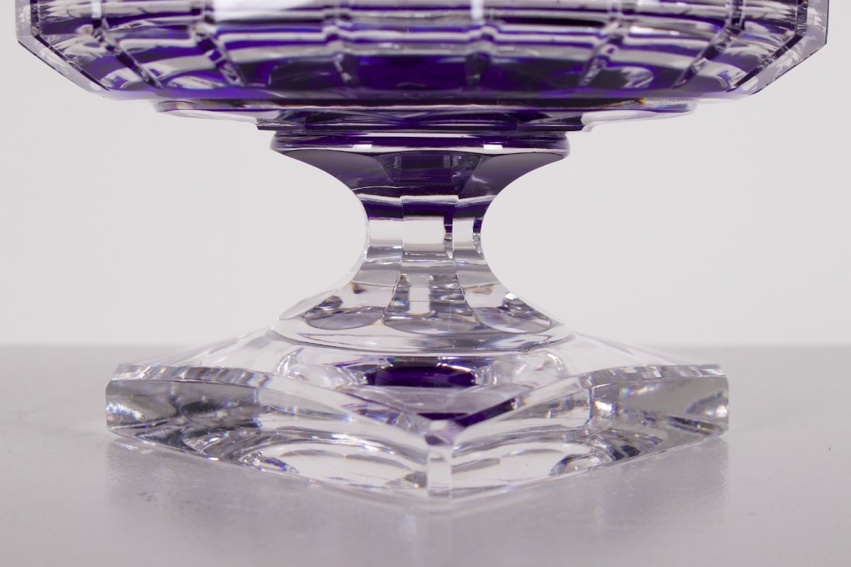 Val Saint Lambert "la Danse De Flore" Cobalt Blue And Gold Borodine Cup-photo-2