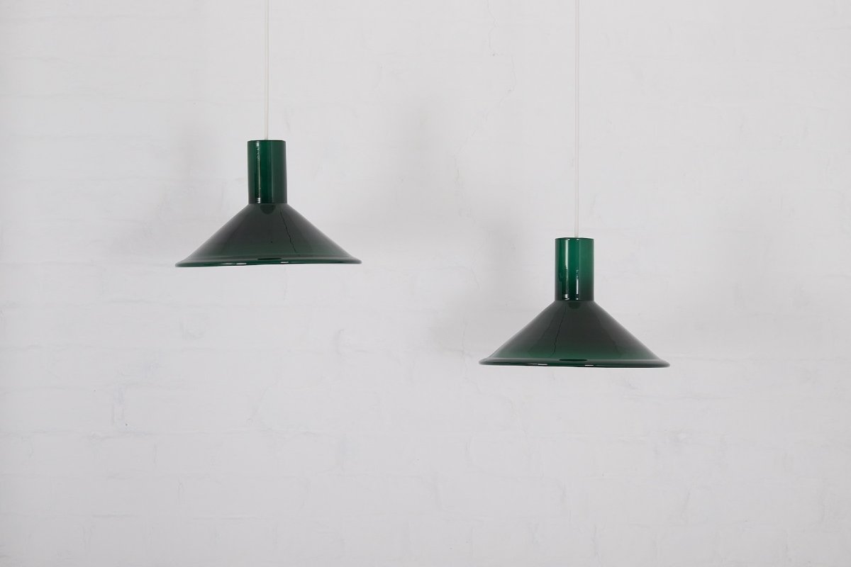 Petite suspension en verre, P&T, Michael Bang pour Holmegaard, années 70.-photo-2